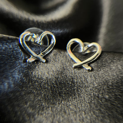 Minimal Silver Heart Earrings