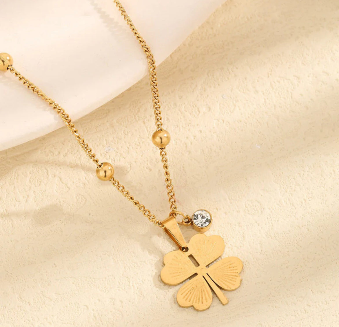 Gold Plated Stainless Steel Anti Tarnish Clover Themed Pendant