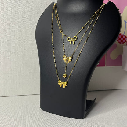 Viral Bow Anti Tarnish Necklace Combo (Set Of 3)