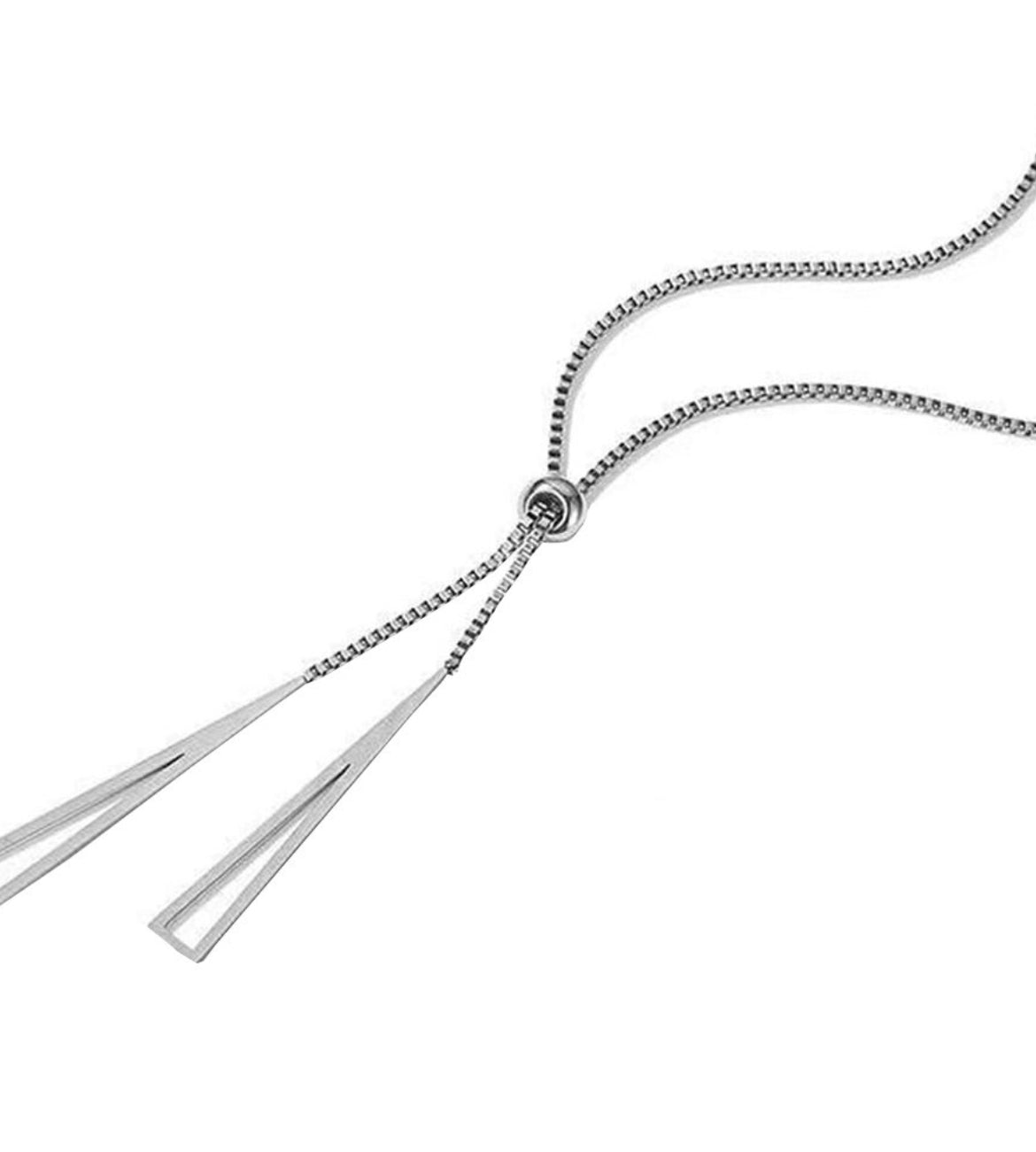 Silver-Plated Geometric Tassel Necklace, Anti-Tarnish