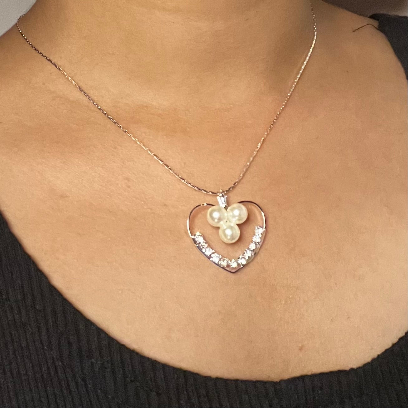 Heart & Pearl Necklace Set