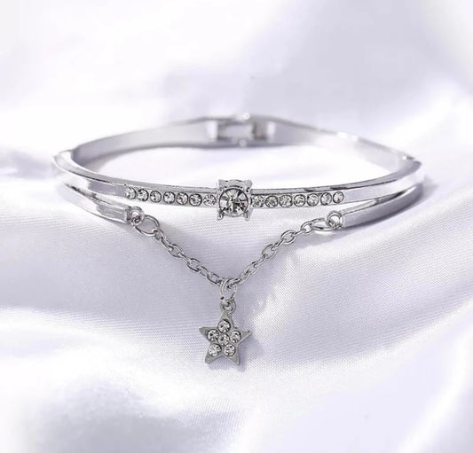 Silver Plated Star Studded Bracelet