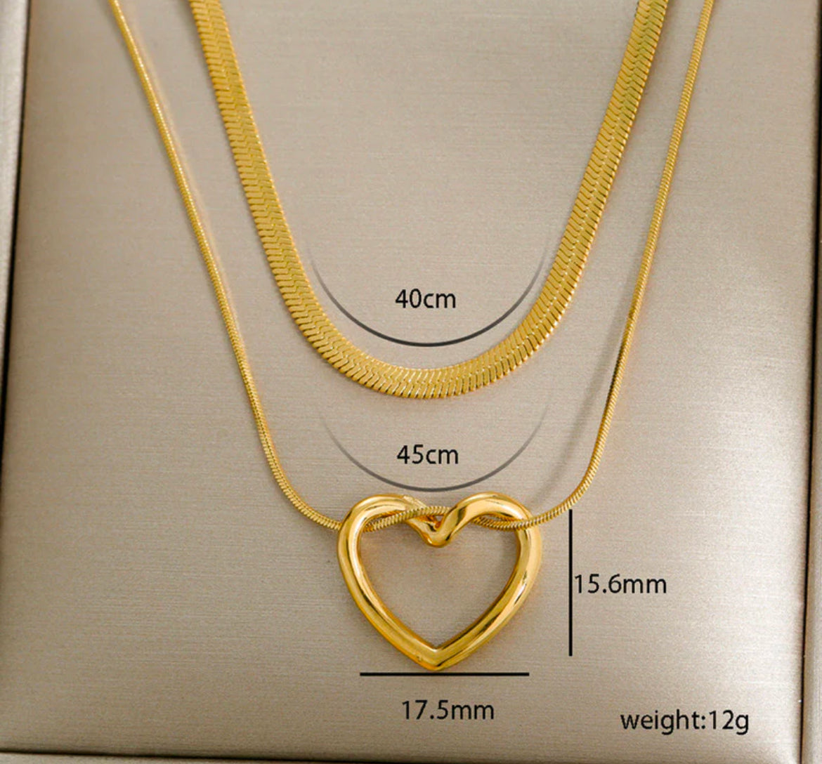 Golden Anti Tarnish Layered Heart Necklace