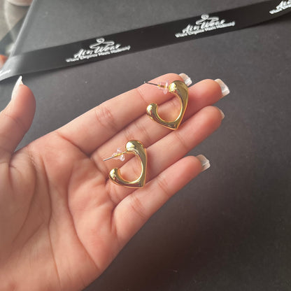 Curved V Golden Earrings