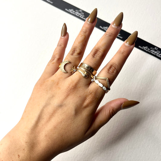 Moon Hug Stack Rings Set Of 5