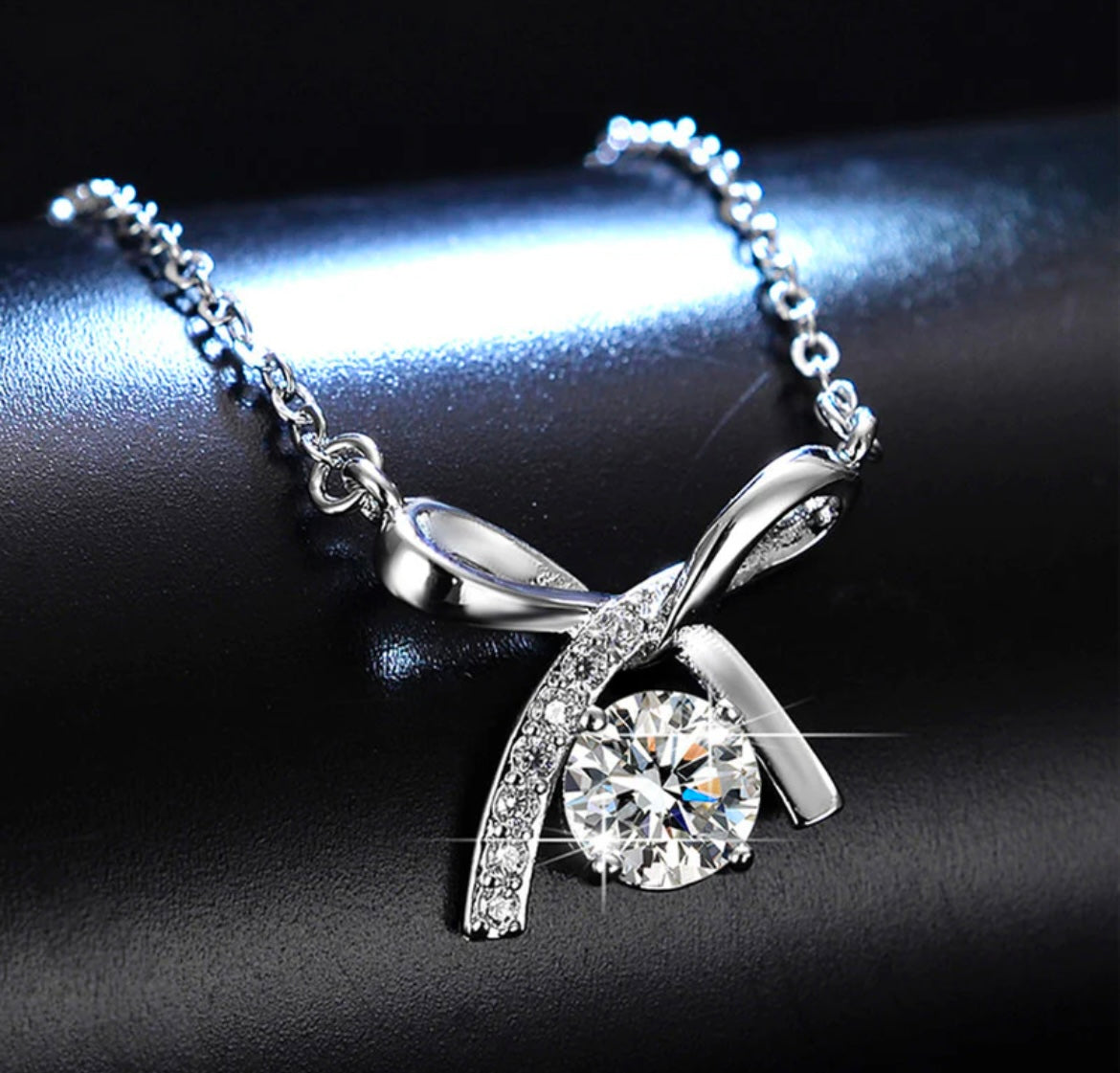 Anti Tarnish Silver Plated Crystal Studded Necklace