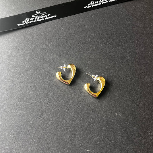 Curved V Golden Earrings
