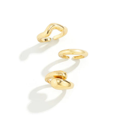 Viral Chunky Gold Rings (Set Of 3)