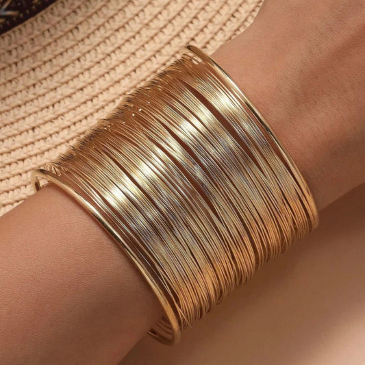Viral Gold Plated Party Statement Mesh Design Silver Free Size Korean Cuff Bracelet