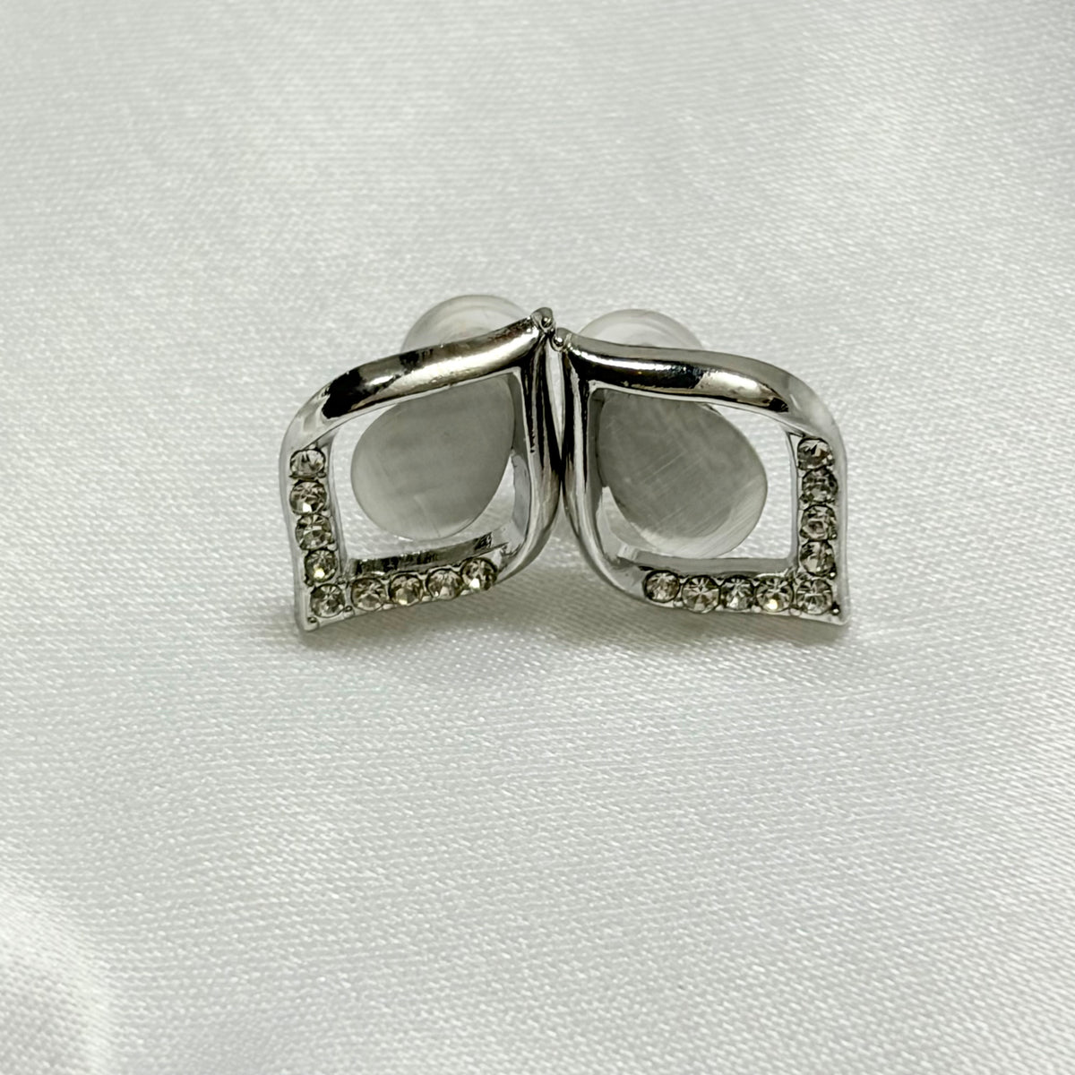 Silver-Toned Square Stud Korean Earrings