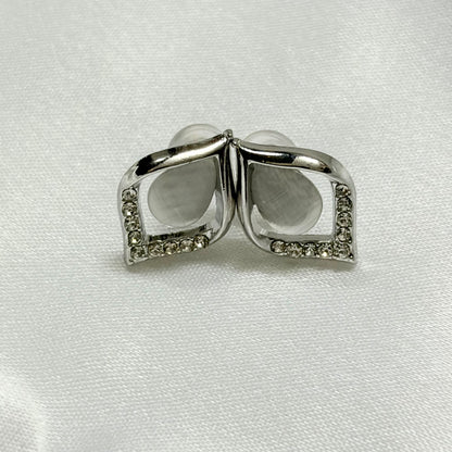 Silver-Toned Square Stud Korean Earrings