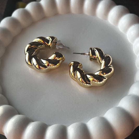 Viral Golden Twisted Stud Earrings