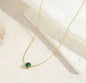 Viral Anti Tarnish Solitaire Green Necklace