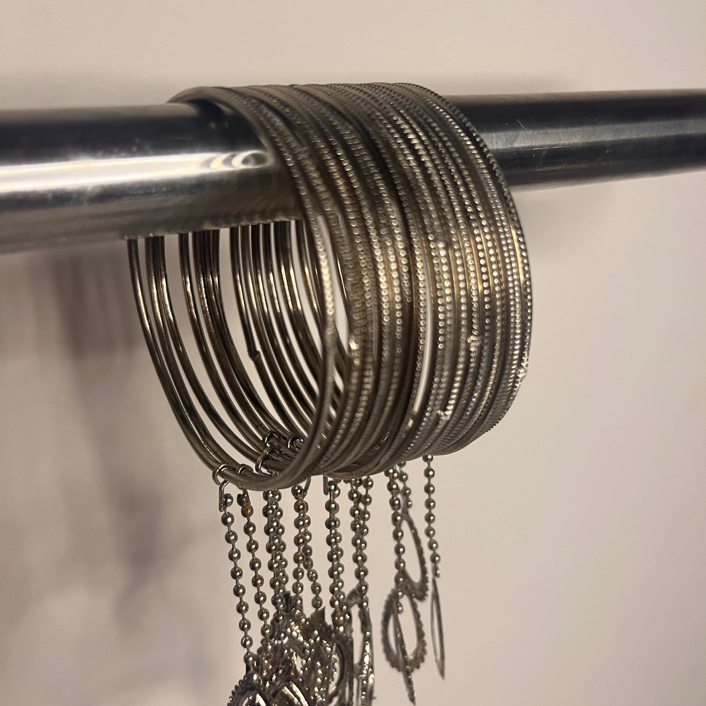 Silver Minimal Latkan Bangles (Set Of 10 Bangles)