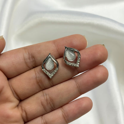 Silver-Toned Square Stud Korean Earrings