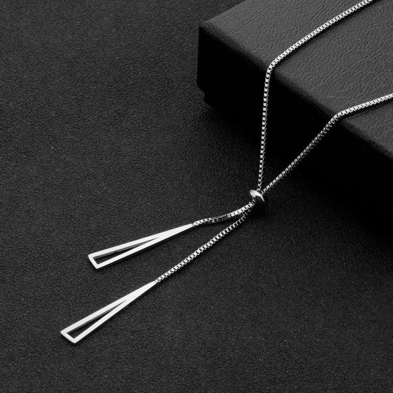 Silver-Plated Geometric Tassel Necklace, Anti-Tarnish