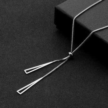 Silver-Plated Geometric Tassel Necklace, Anti-Tarnish