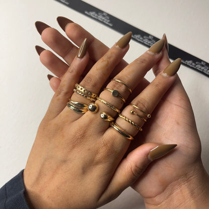 Viral Gold Plated Set of 10 Stackable Finger Rings