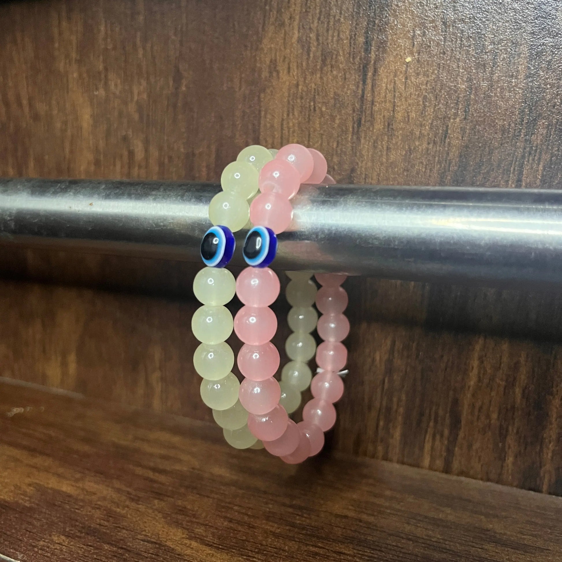 Pink & Yellow Evil Eye Distance Bracelets Ain Wear - Where Elegance Meets Modernity!
