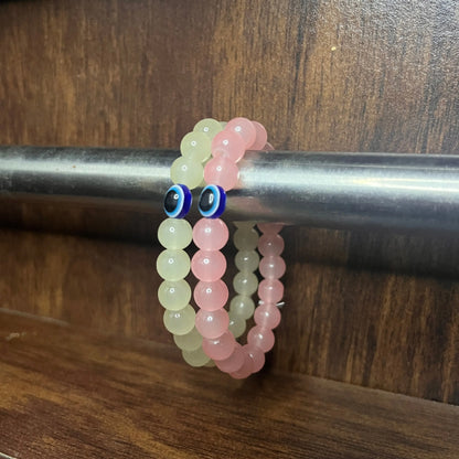 Pink & Yellow Evil Eye Distance Bracelets Ain Wear - Where Elegance Meets Modernity!