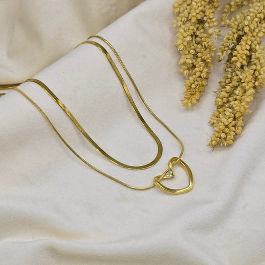 Golden Anti Tarnish Layered Heart Necklace