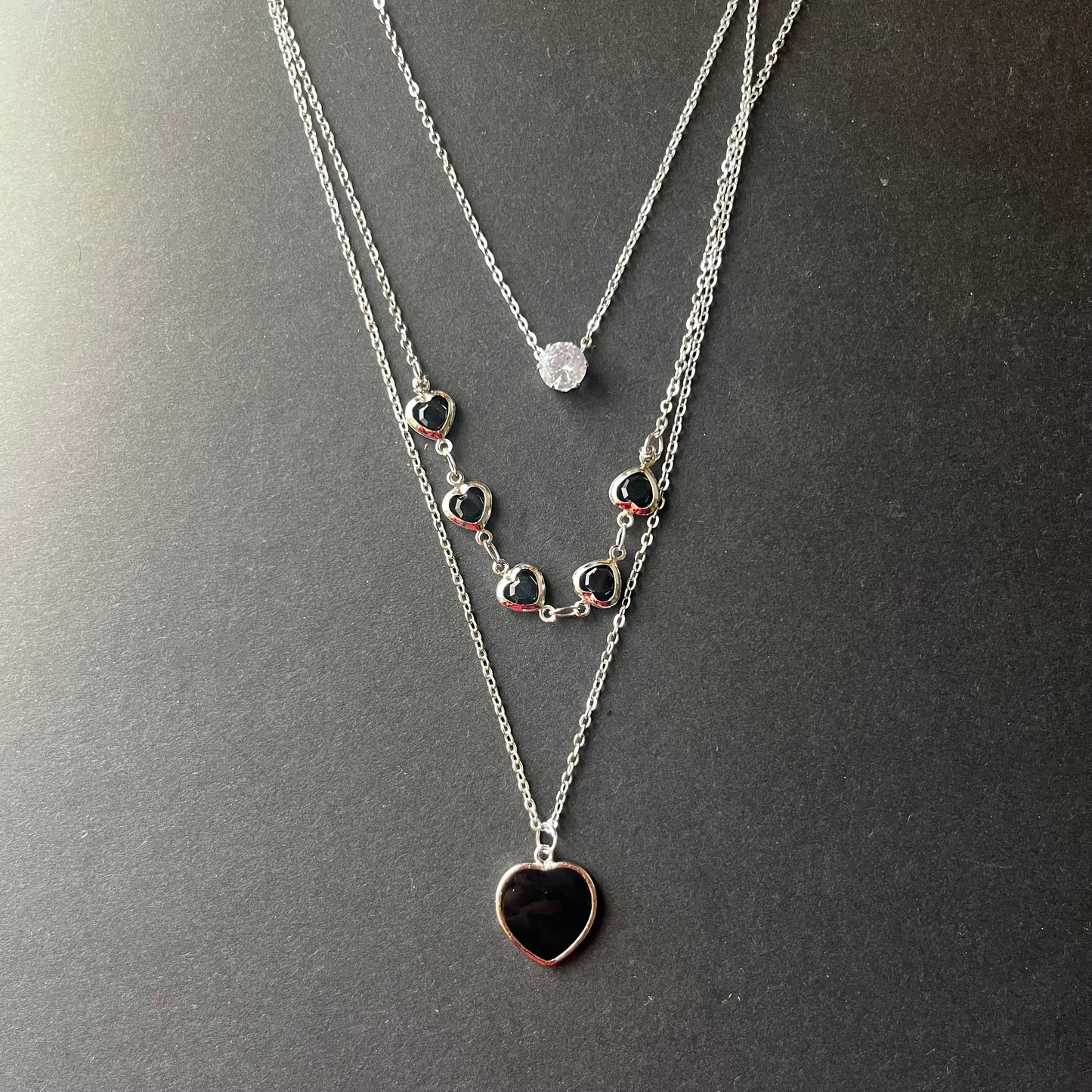 Black Heart Layer Necklace