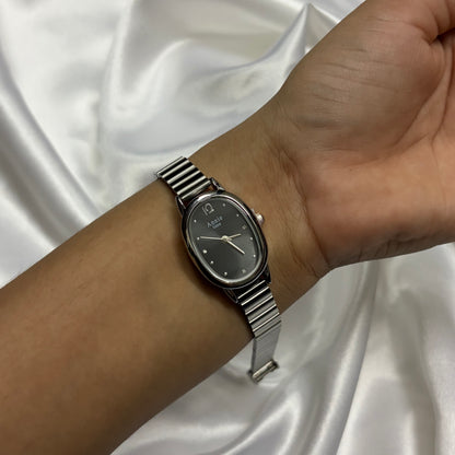 Silver Oval Dial Women's Watch with Stainless Steel Strap