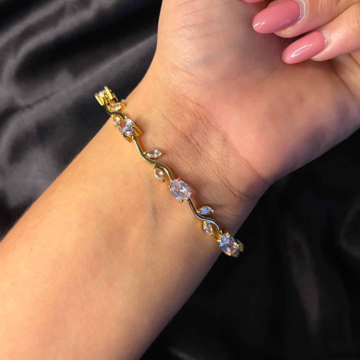 Viral Golden White Tulip Anti Tarnish Bracelet