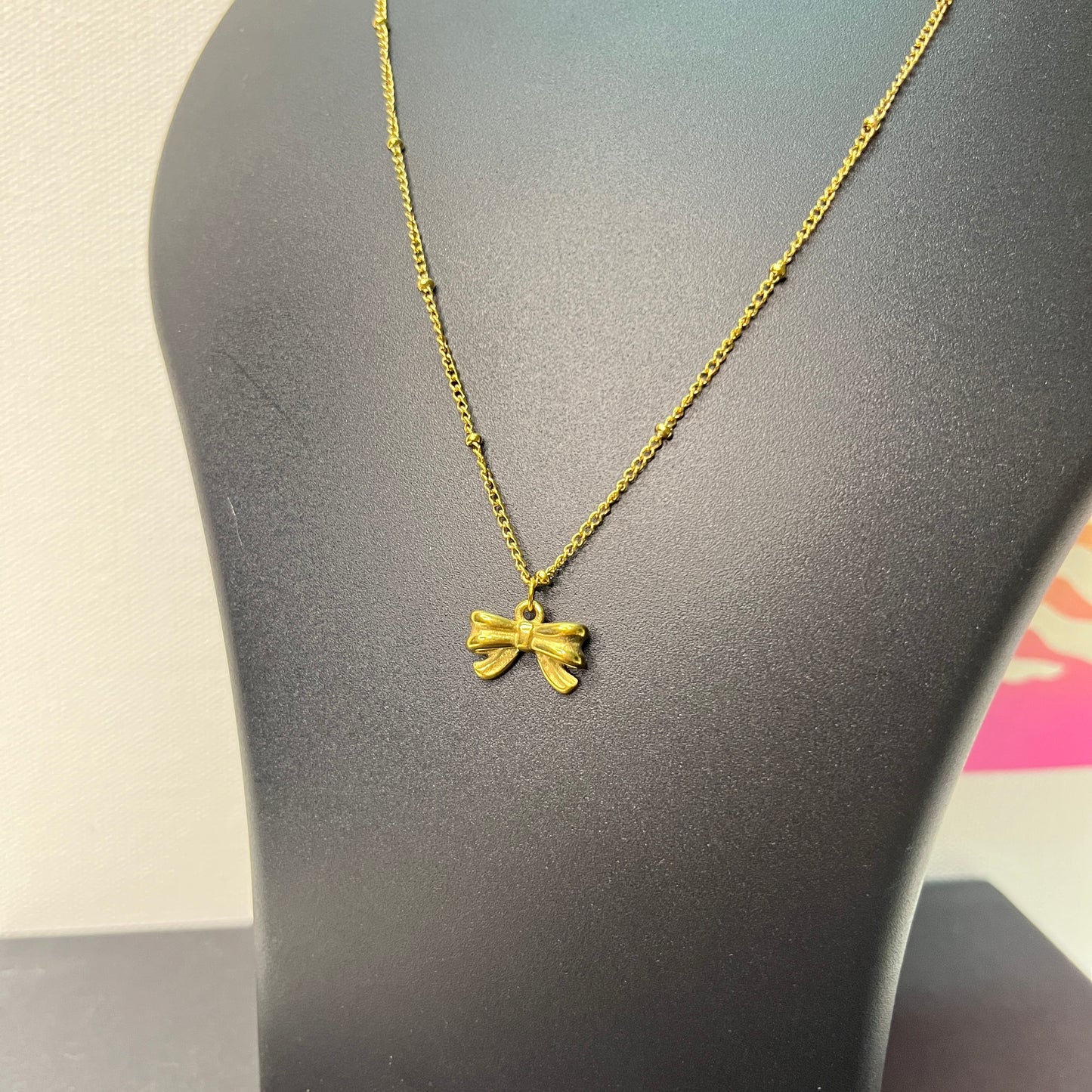 Gold Plated Stainless Steel Anti Tarnish Bow Themed Pendant