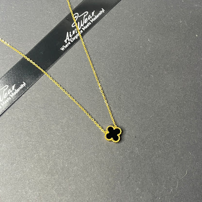 Viral Black Clover Gold Plated Anti Tarnish Necklace