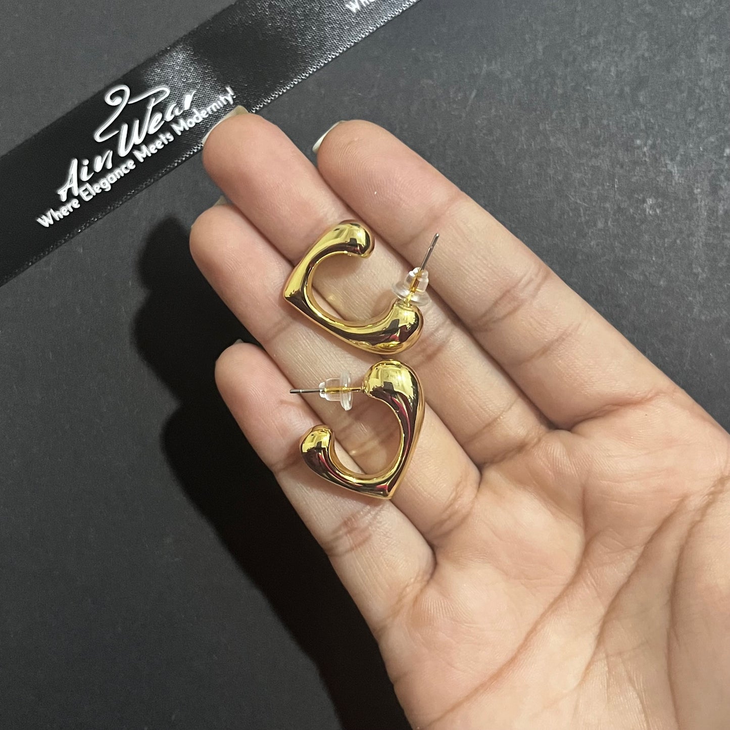 Curved V Golden Earrings