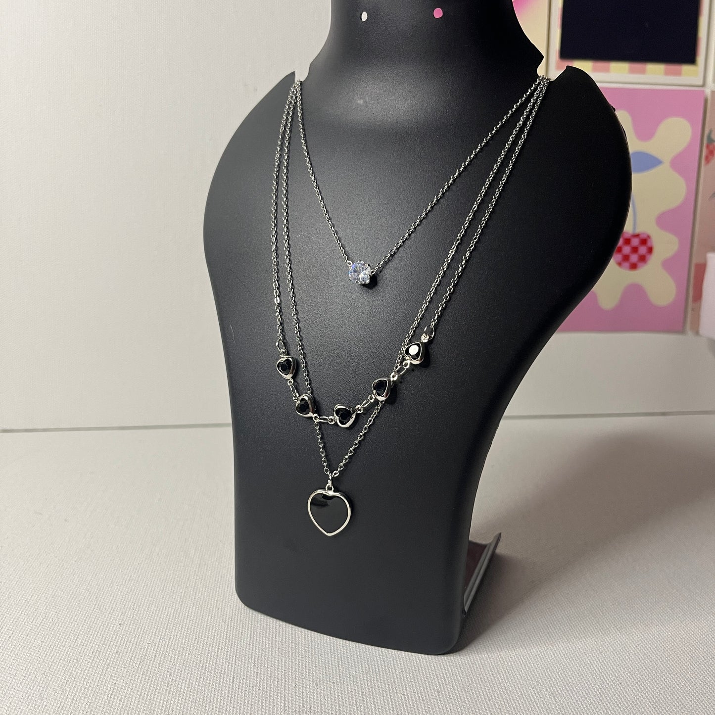 Black Heart Layer Necklace