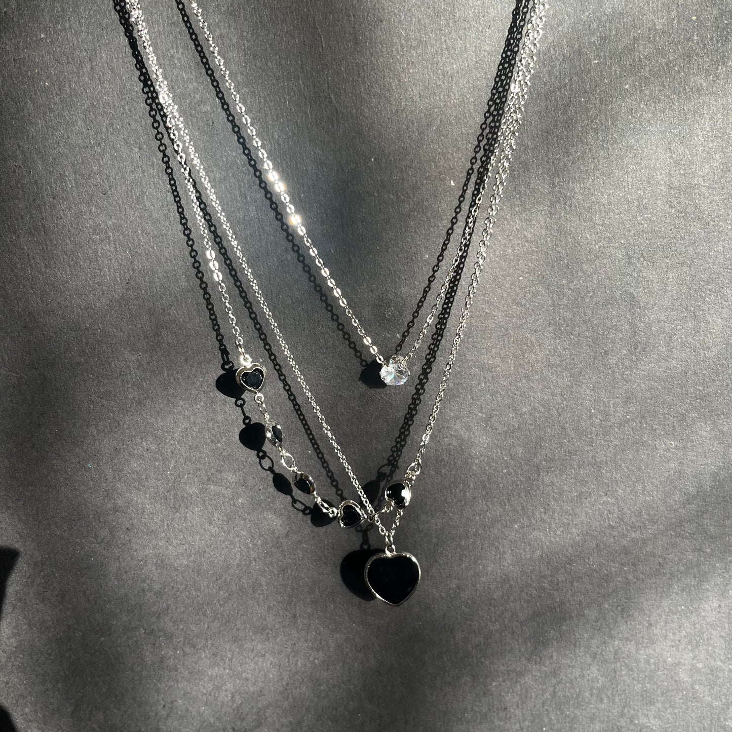 Black Heart Layer Necklace