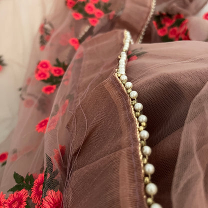 Floral Net Saree