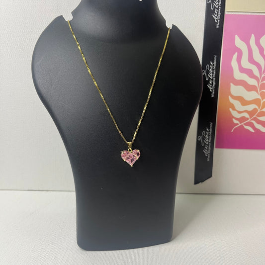 Pink Heart Anti Tarnish Necklace