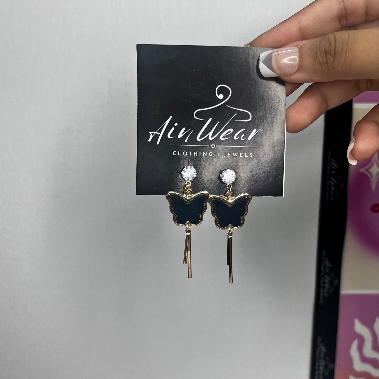 Crystal Butterfly Drop Earrings