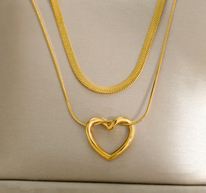 Golden Anti Tarnish Layered Heart Necklace