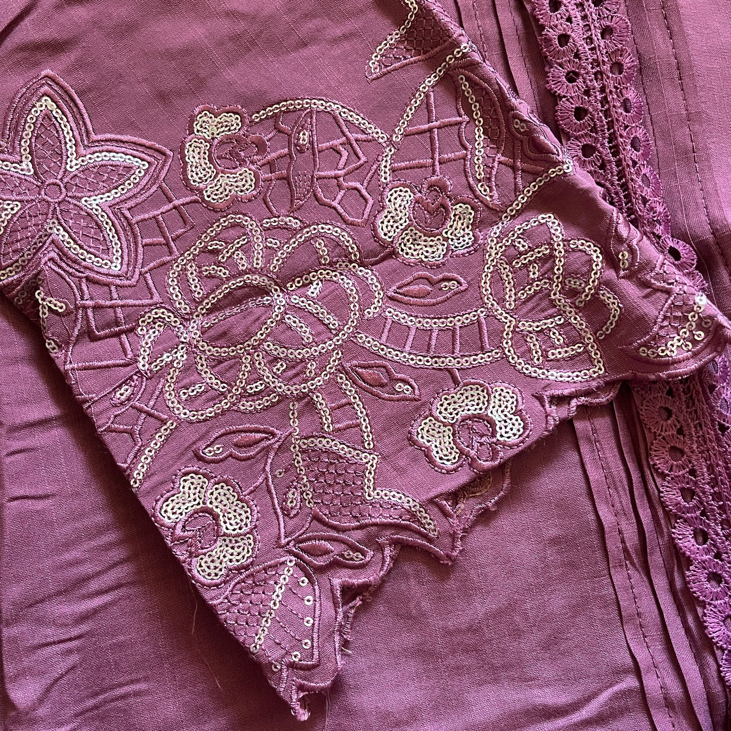 Noor Pink Embroidered Cut Work Suit