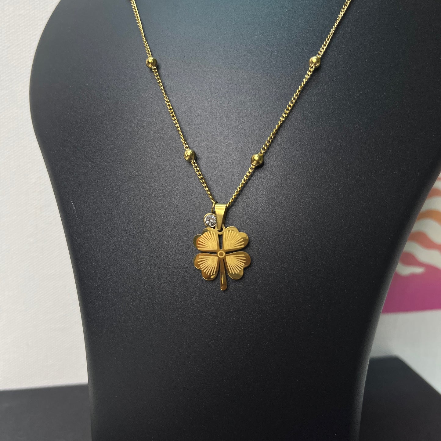Gold Plated Stainless Steel Anti Tarnish Clover Themed Pendant
