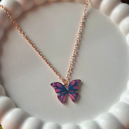 Pink Butterfly Necklace