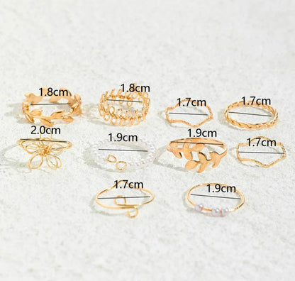 Pearl Flower Stackable Set Of 10 Rings