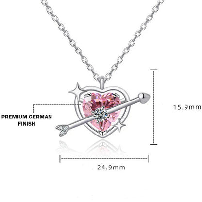 Pinteresty Silver Plated American Diamond Studded Pink Heart Pendant