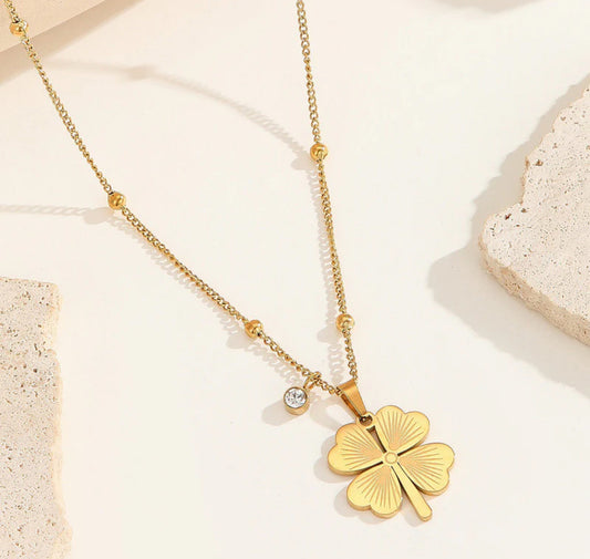 Gold Plated Stainless Steel Anti Tarnish Clover Themed Pendant