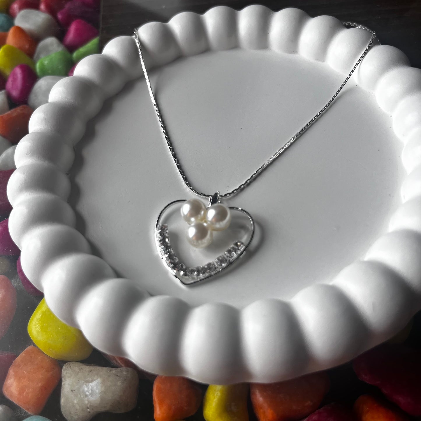 Heart & Pearl Necklace Set