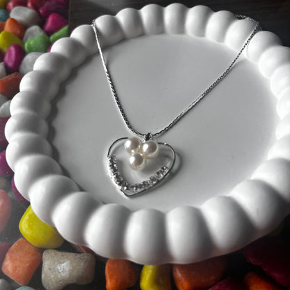 Heart & Pearl Necklace Set