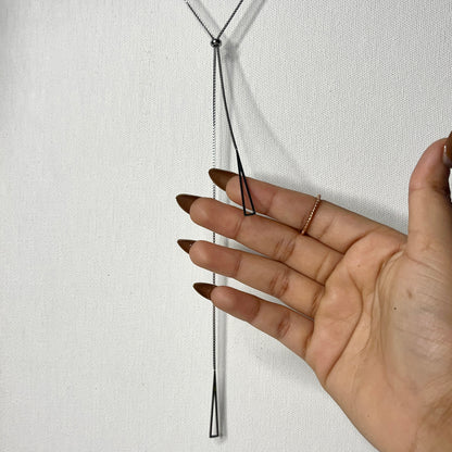 Silver-Plated Geometric Tassel Necklace, Anti-Tarnish