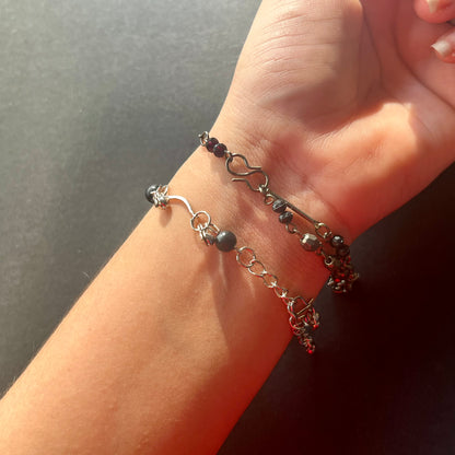 Black & Silver Minimal Bracelets (Set Of 2)