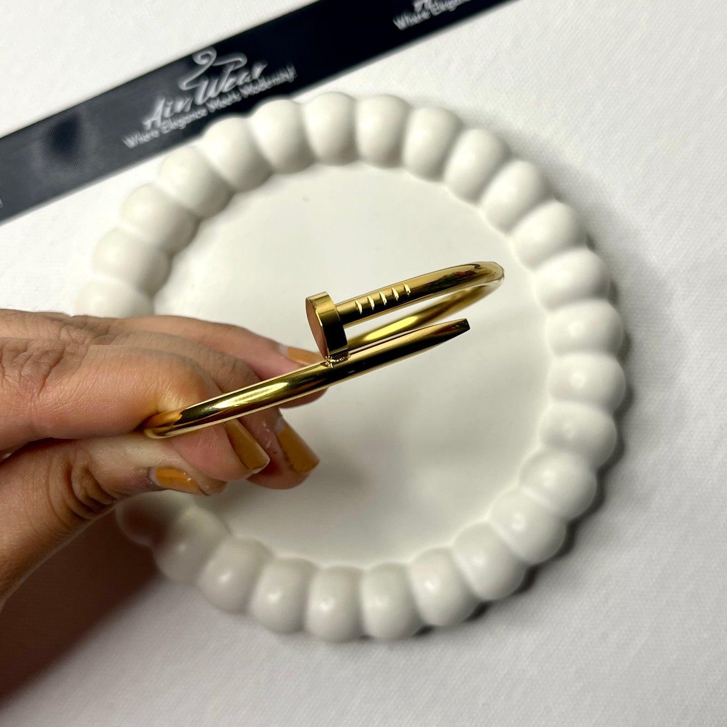 Golden Anti Tarnish Nail Bracelet