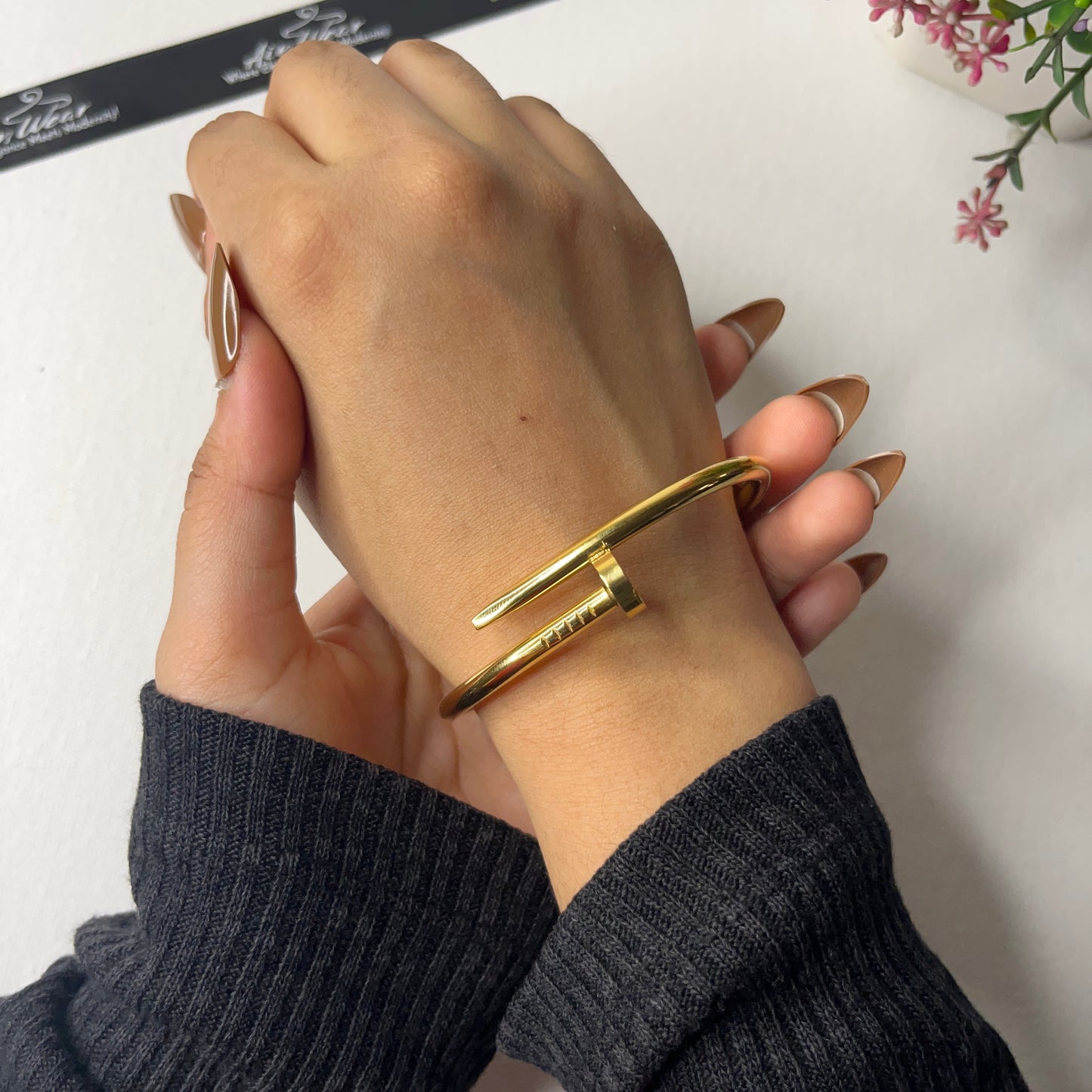 Golden Anti Tarnish Nail Bracelet