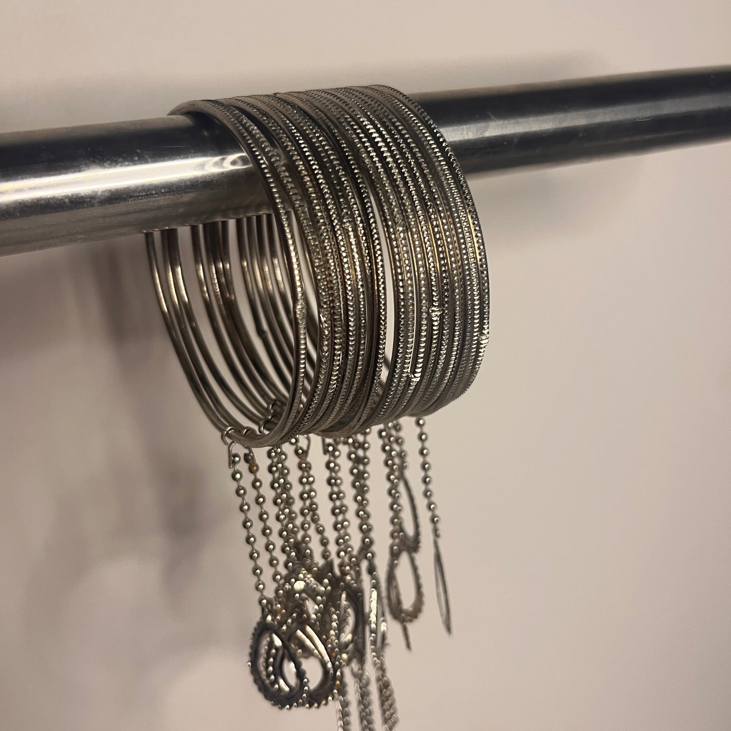 Silver Minimal Latkan Bangles (Set Of 10 Bangles)